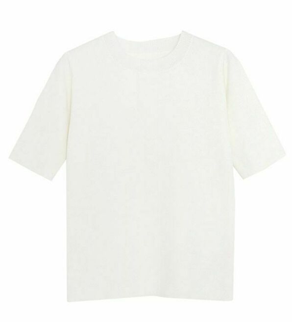 Pierrot（ピエロ）の「【洗濯機で洗える】多機能ニット５分袖トップス（ニット・セーター）」｜詳細画像