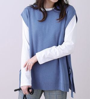 BELLUNA（ベルーナ）の「Ｄカン使いニットベスト（ベスト）」｜ブルー