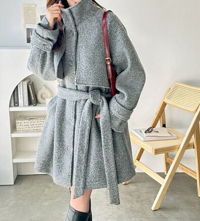 GeeRA（ジーラ）の「リングウールライクスタンドカラーコート（ハーフコート）」