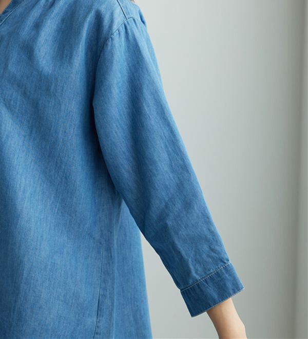 BELLUNA（ベルーナ）の「やわらかデニム素材シャツチュニック（チュニック）」｜詳細画像