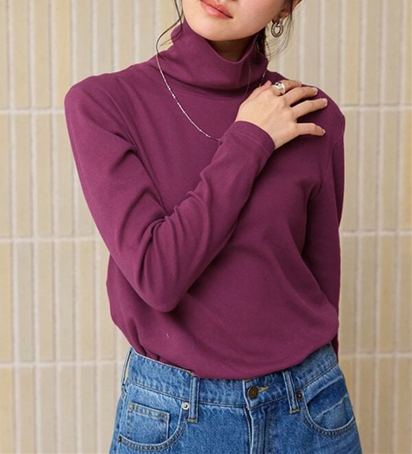 BELLUNA（ベルーナ）の「【選べる衿】肌に優しい綿１００％暖か発熱素材プルオーバー＜ベルホット　コットン＞（カットソー）」｜詳細画像