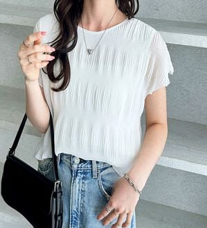 GeeRA（ジーラ）の「前後２ＷＡＹシアーシャーリングブラウス（ブラウス）」｜オフホワイト