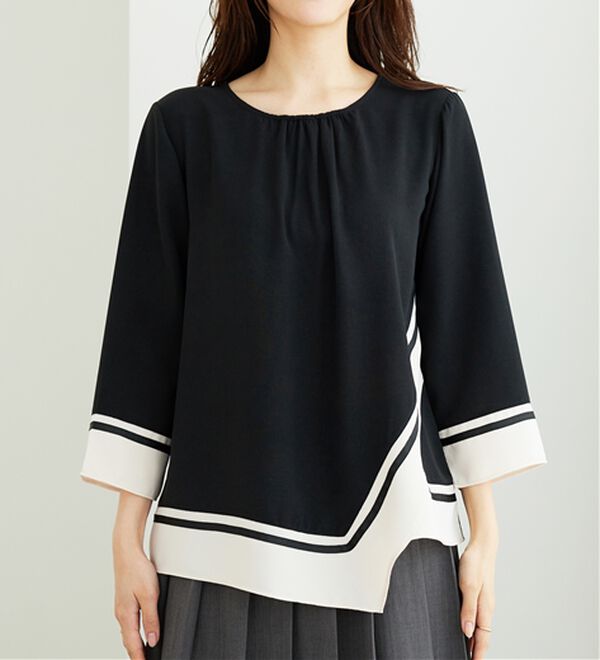 BELLUNA（ベルーナ）の「【Ｌａｇｒｉｌｕａ】ギャザー使い配色デザインブラウス（ブラウス）」｜詳細画像