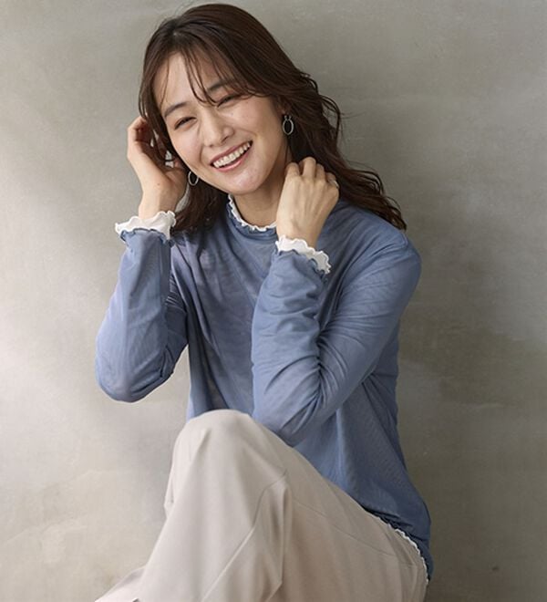 BELLUNA（ベルーナ）の「《重ねて楽しむ！》シアー素材ボトルネックプルオーバー（カットソー）」｜詳細画像