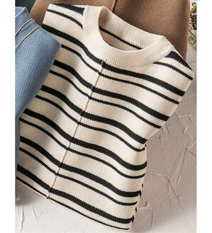 ルフラン（ルフラン）の「綿１００％ゆったりミラノリブニット（ニット・セーター）」｜ボーダー