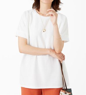 BELLUNA（ベルーナ）の「ボーダーチュール重ねチュニック（チュニック）」｜オフ白