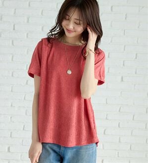 BELLUNA（ベルーナ）の「楊柳素材ドルマンプルオーバー（カットソー）」｜コーラル