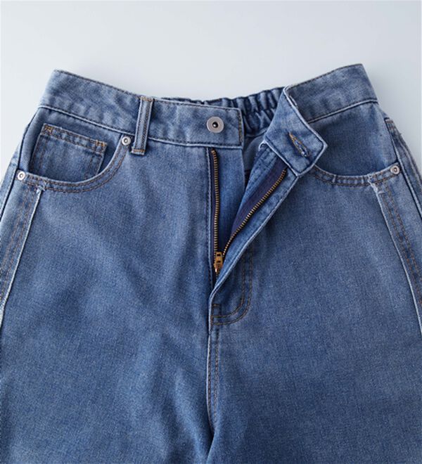 RANAN（ラナン）の「配色サイドフリンジワイドデニム（フルレングスパンツ）」｜詳細画像