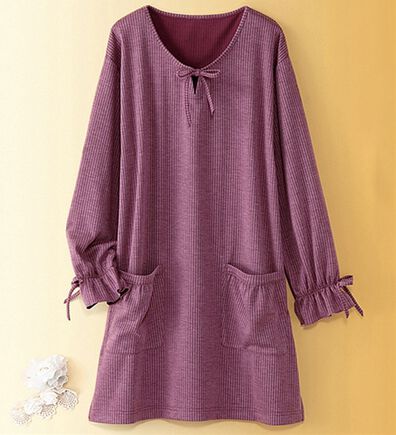 BELLUNA（ベルーナ）の「杢調ニットコールデザインかっぽう（パジャマ・ルームウェア）」