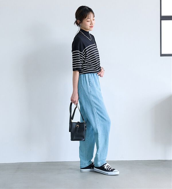 BELLUNA（ベルーナ）の「綿麻デニムすっきり見えゆるパンツ（フルレングスパンツ）」｜詳細画像