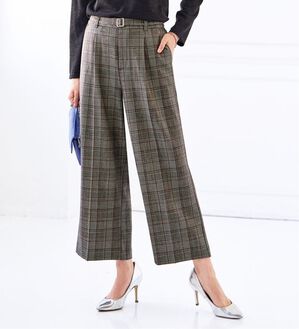 BELLUNA（ベルーナ）の「ストレッチ素材ベルト付ワイドパンツ（ワイドパンツ・ガウチョ）」｜詳細画像