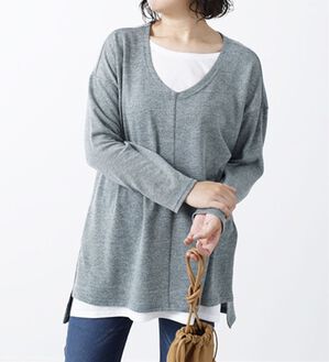 BELLUNA（ベルーナ）の「杢調素材レイヤード風チュニック（チュニック）」｜セージ