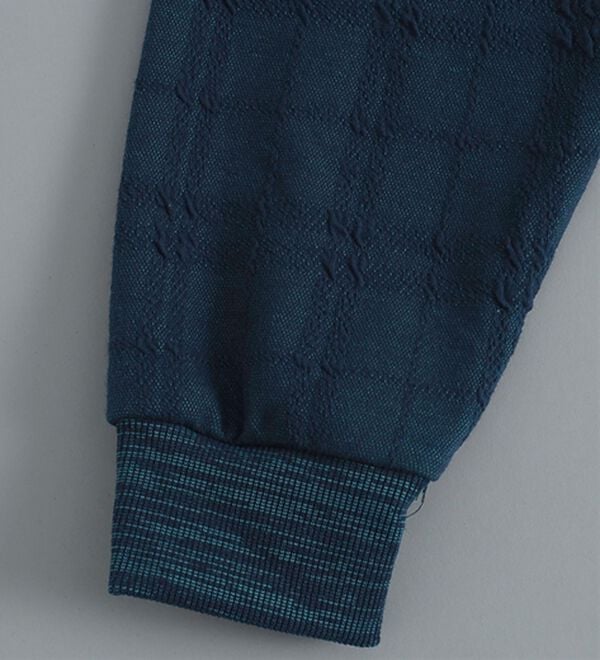 「＜コムルヴァン・オム＞チェック柄ふくれジャカードトレーナー（メンズトレーナー）」｜詳細画像