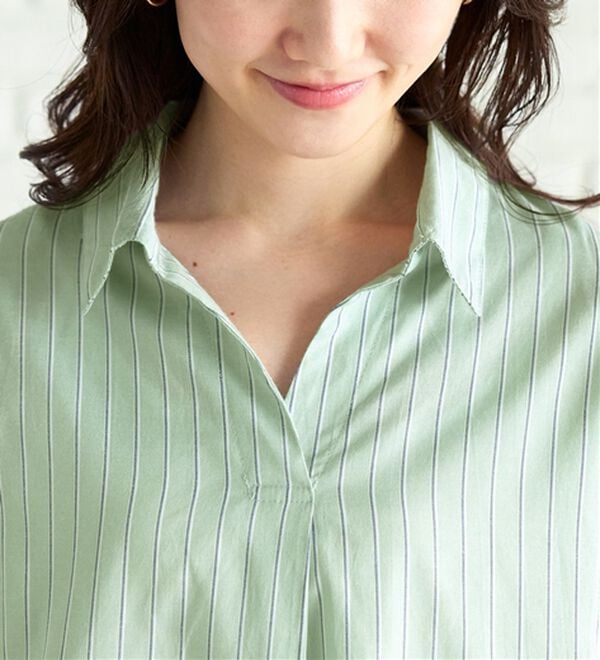 BELLUNA（ベルーナ）の「袖タックデザインスキッパーシャツ（シャツ）」｜詳細画像