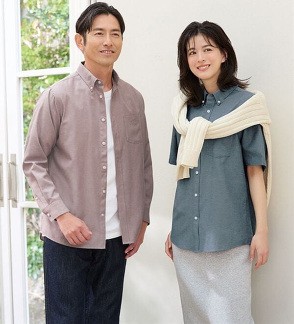 「シンプル＆プラス　お手入れ簡単オックスフォードシャツ（メンズシャツ）」｜詳細画像