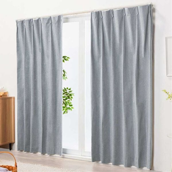 iellio（イエリオ）の「１００％遮光＆防音＆断熱保温カーテン＜２枚組・１００％遮光（１級遮光）・洗える・無地・形状記憶加工・新生活・コスパ＞（ドレープカーテン）」｜杢ネイビー
