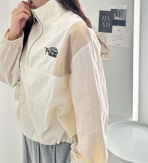 GeeRA（ジーラ）の「ハーフジップ配色ナイロンブルゾン（ブルゾン）」｜詳細画像