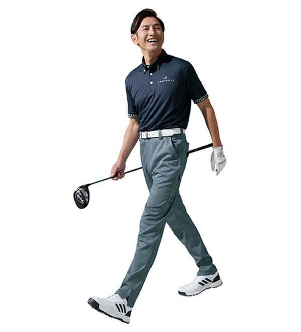 「＜クロコダイル＞接触冷感シャドーボーダーポロ（メンズポロシャツ）」｜詳細画像