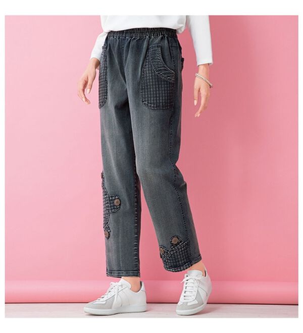 ルフラン（ルフラン）の「【２本組】ひまわりが咲く＊ゆるデニム（フルレングスパンツ）」｜詳細画像