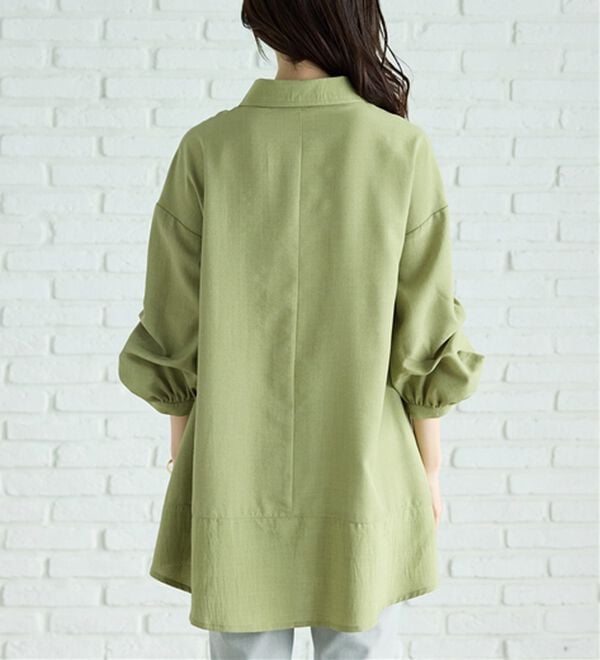 BELLUNA（ベルーナ）の「麻調素材袖タックデザインシャツチュニック（チュニック）」｜詳細画像