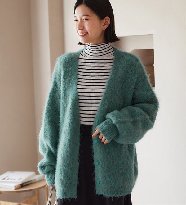 ふわふわ表起毛ミックスニットカーデ - ベルーナ【公式】