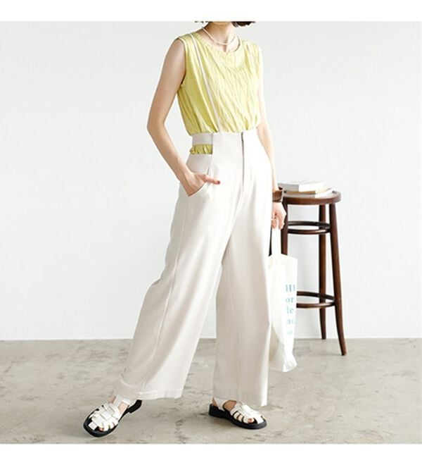 GeeRA（ジーラ）の「サイドカットアウトサス付ハイウエストパンツ（オールインワン）」｜詳細画像