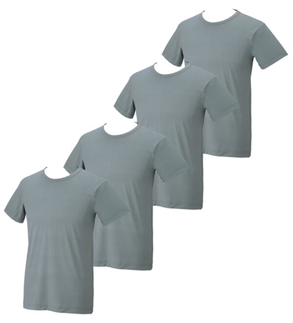 「【４枚組】氷撃冷感（Ｒ）ヒエサラインナー（メンズ肌着・インナーウェア）」｜グレー4枚組 半袖丸首