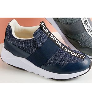 BELLUNA（ベルーナ）の「軽量ニットスポーツロゴスニーカー（スニーカー）」｜ネイビー