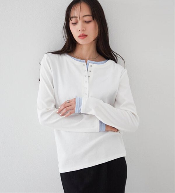 RANAN（ラナン）の「レイヤードヘンリーネックリブTシャツ（カットソー）」｜詳細画像