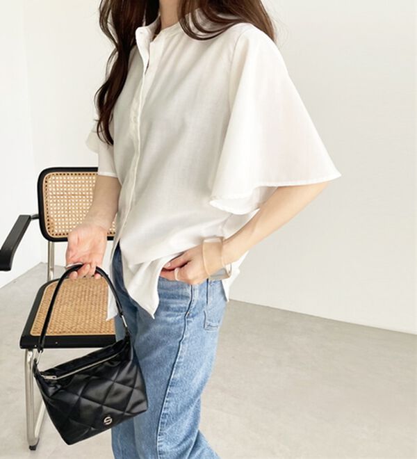 GeeRA（ジーラ）の「フレアー袖バンドカラーブラウス（ブラウス）」｜詳細画像