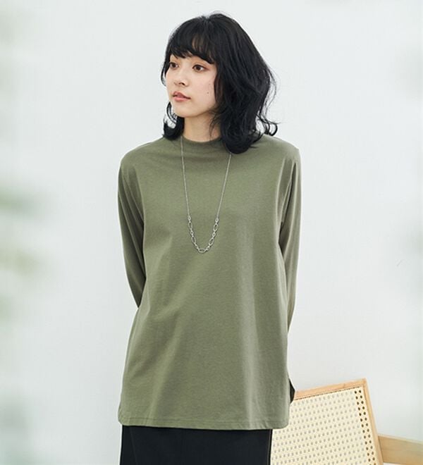 BELLUNA（ベルーナ）の「綿１００腰まわりゆったりリブデザインチュニック（カットソー）」｜詳細画像