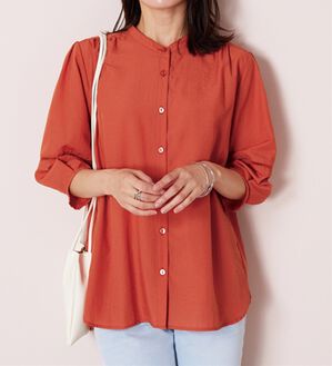 BELLUNA（ベルーナ）の「エアリービンテージ素材レース使いブラウス（ブラウス）」｜オレンジ