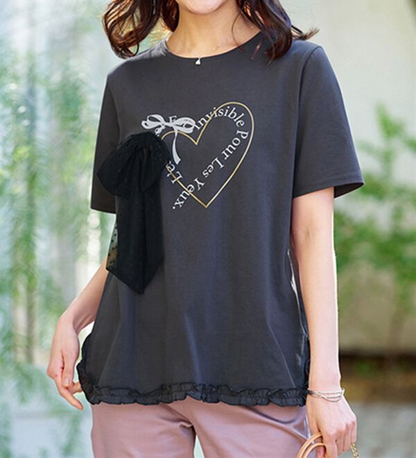 BELLUNA（ベルーナ）の「リボンモチーフ裾フリルプルオーバー（Tシャツ）」｜詳細画像