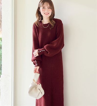 alotta（アロッタ）の「袖パールゆるニットワンピース（ニットワンピース）」