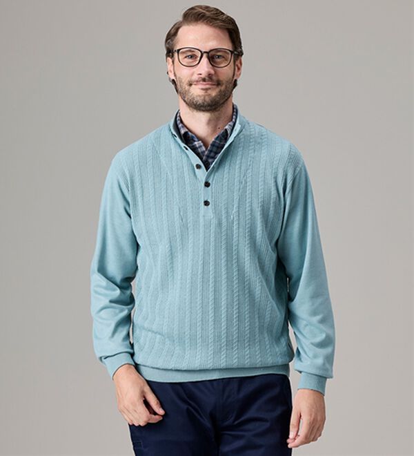 「【３枚組】楽々お洒落見えダブル衿セーター（メンズシャツ）」｜詳細画像