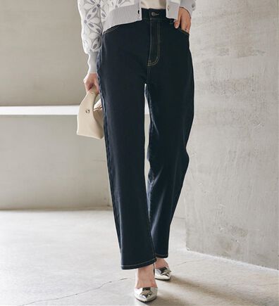 RANAN（ラナン）の「【裏起毛】ウエストゴムなのにスッキリ穿けるデニム（フルレングスパンツ）」