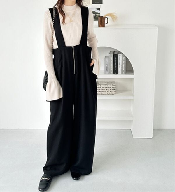 GeeRA（ジーラ）の「フロントジップハイウエストサロペット（オールインワン）」｜詳細画像