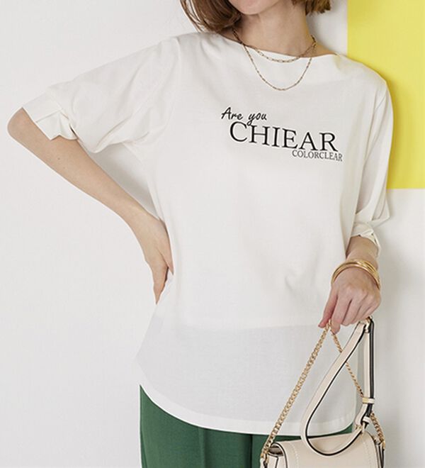 BELLUNA（ベルーナ）の「汗ジミ対策！袖タック使いロゴプルオーバー（カットソー）」｜詳細画像