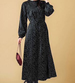 ドット柄シャーリングデザインワンピース - ベルーナ【公式】