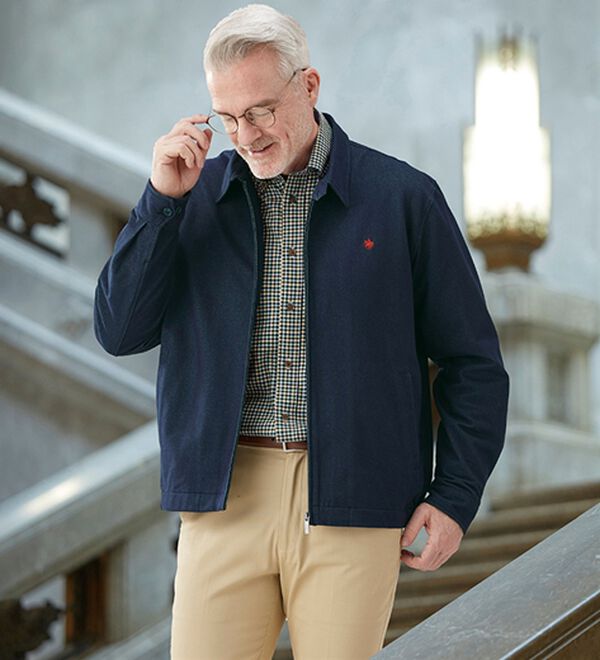 「＜ポロ・ビーシーエス＞着心地快適デニム調スイングトップ（メンズブルゾン）」｜詳細画像