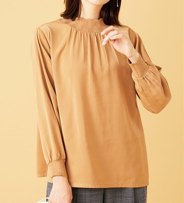 BELLUNA（ベルーナ）の「衿＆袖ニット使い美人顔ブラウス（ブラウス）」｜詳細画像