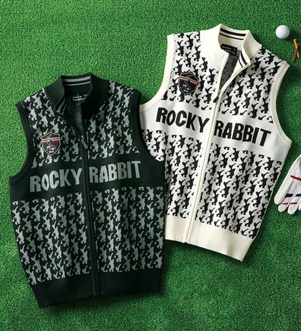 「＜ロッキーラビット＞総柄ニットベスト（メンズベスト）」｜詳細画像