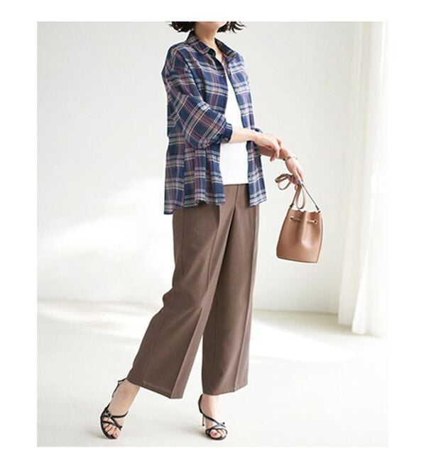 BELLUNA（ベルーナ）の「着るＵＶ対策！綿１００％デザインチェックシャツ（シャツ）」｜詳細画像