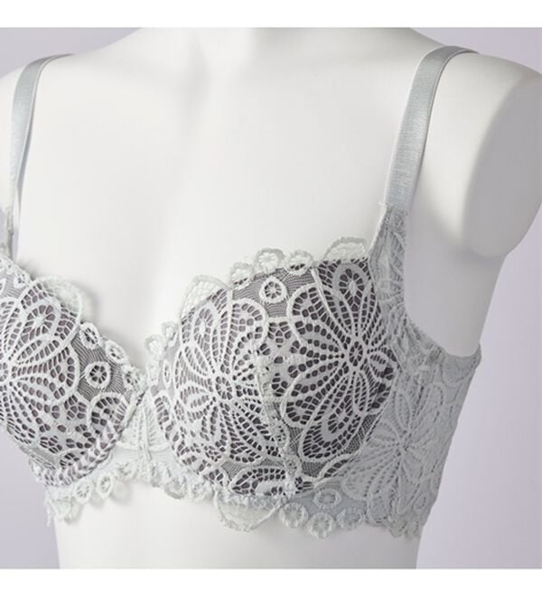 YU'NOW（ユナウ）の「レーシー脇高スッキリブラ＆ショーツ　～配色カラー～（ブラジャー＆ショーツセット）」｜詳細画像