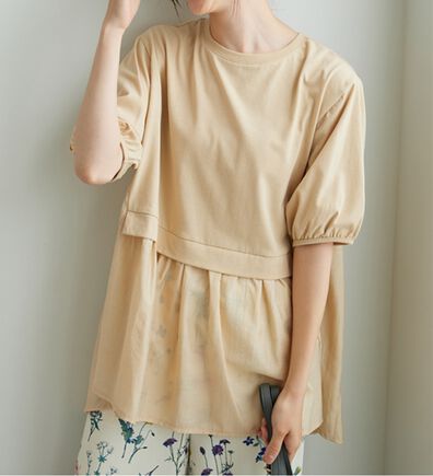 BELLUNA（ベルーナ）の「ギャザー使い異素材切替ふんわりチュニック（チュニック）」