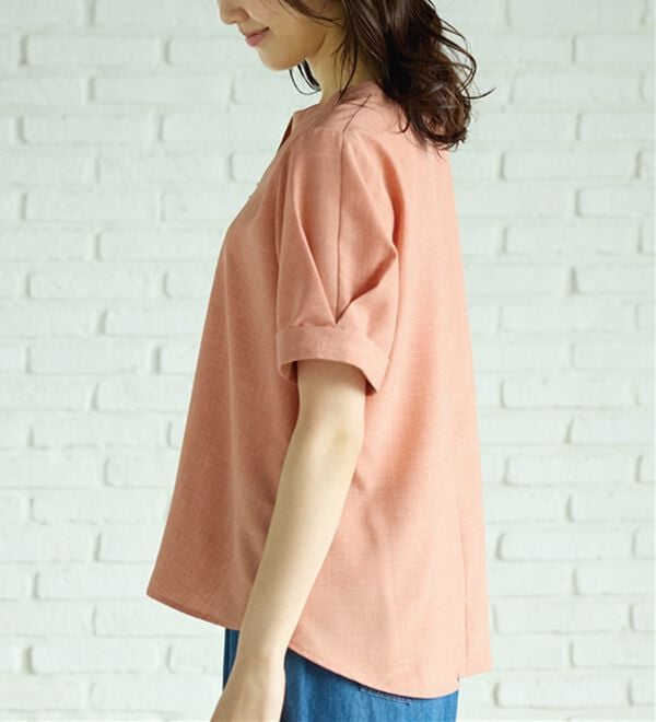 BELLUNA（ベルーナ）の「麻調合繊パール付タックデザインブラウス（ブラウス）」｜詳細画像