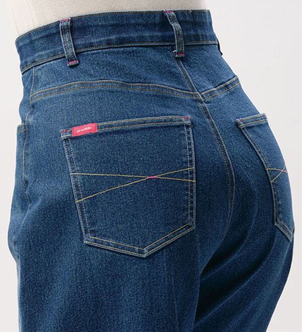 ルフラン（ルフラン）の「旬顔で楽ちん。カーブデニムパンツ（フルレングスパンツ）」｜詳細画像