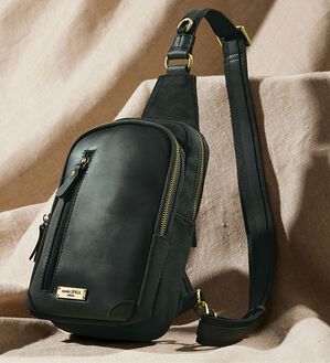 「＜モンテスピガ＞ワックスコットン&times;オイルレザーボディ（メンズボディバッグ・ウエストポーチ）」｜1