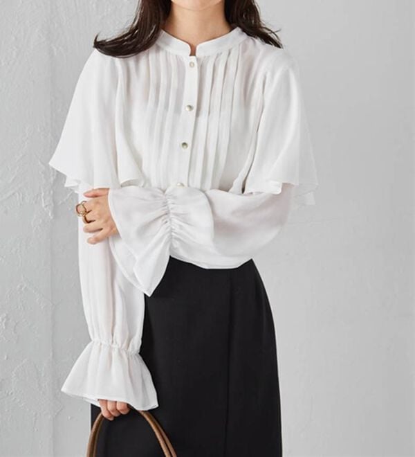 RANAN（ラナン）の「ピンタックフレアー長袖ブラウス（ブラウス）」｜詳細画像