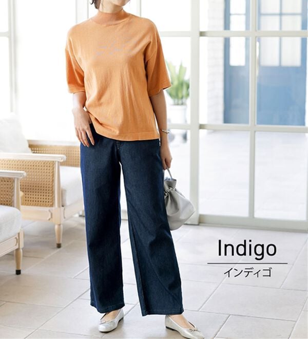 BELLUNA（ベルーナ）の「新感覚！メッシュデニムワイドパンツ（フルレングスパンツ）」｜詳細画像